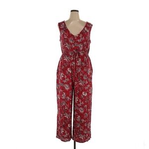 Maurices Red Floral Jumpsuit